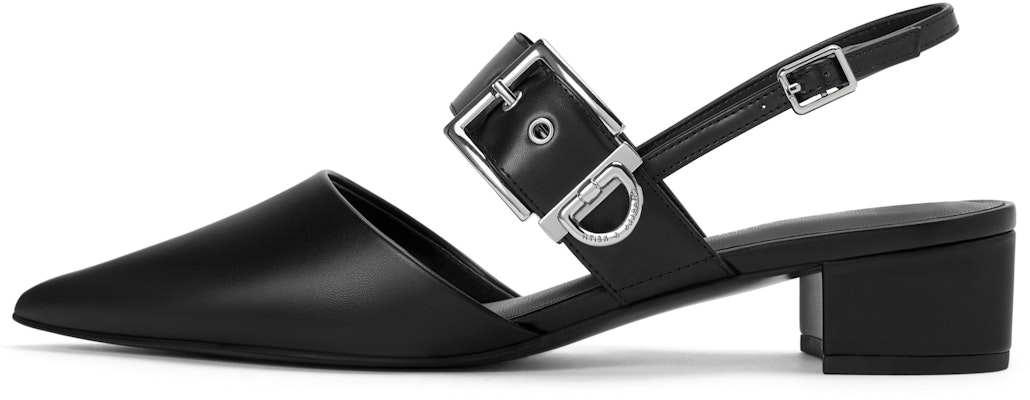 (W) CHARLES & KEITH PU Sandal Tumit Tebal Runcing 'Kasual Tali Buku Lali' CK1-60920338 1