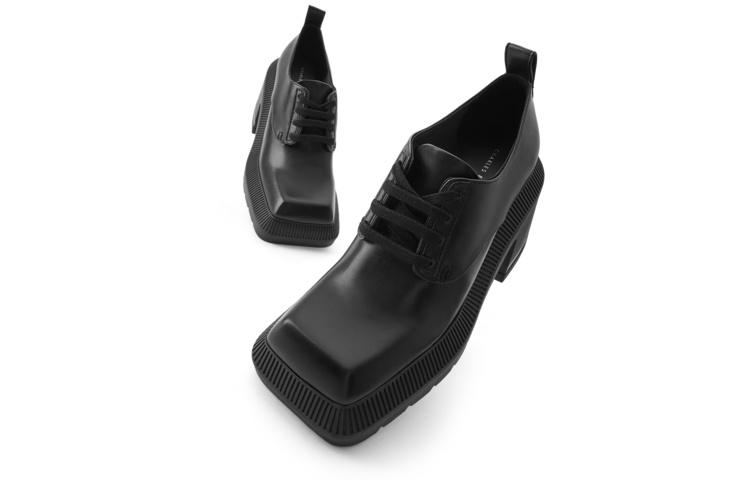 Lookbook (W) 查尔斯&基思 PU方头系带 '英式厚底跟' CK1-60580255