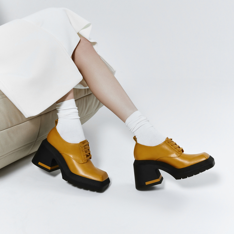 Cheap (W) 查尔斯&基思 PU方头系带 '英式厚底跟' CK1-60580255