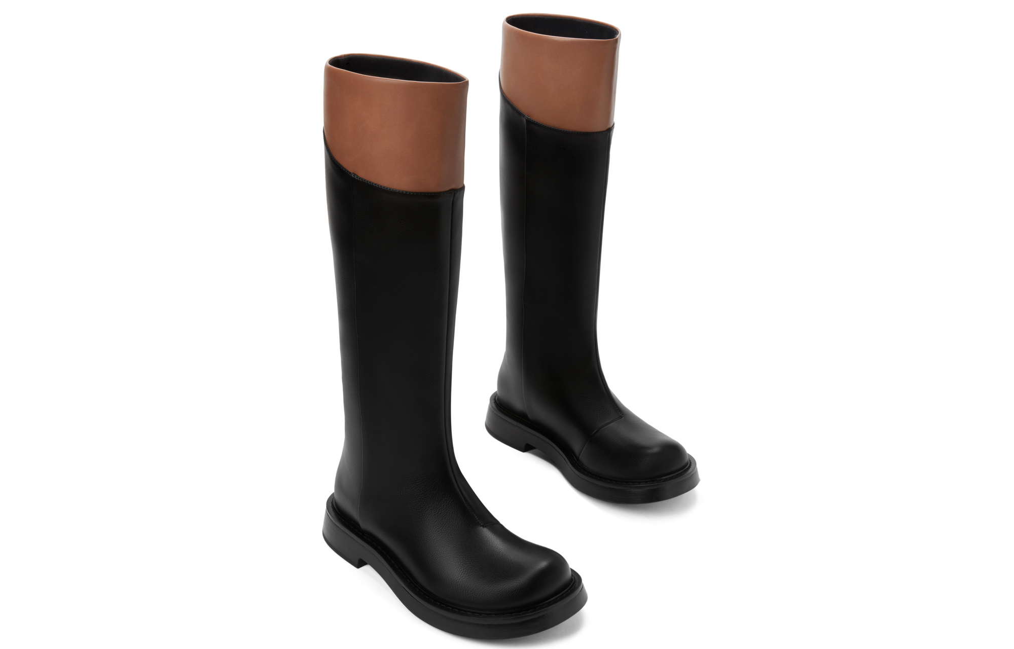 Sizing (W) But PU Charles & Keith 'Patchwork British Knight' Tinggi CK1-90380139