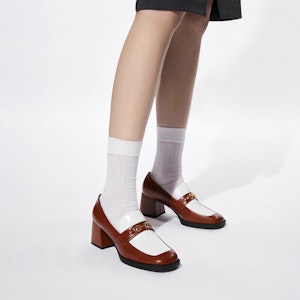 CHARLES&KEITH PU 復古拼色粗跟 樂福鞋 5.9cm 女款 4