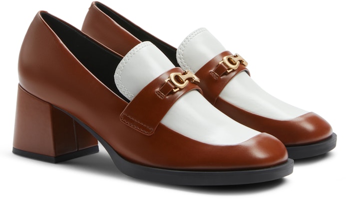 CHARLES&KEITH PU 復古拼色粗跟 樂福鞋 5.9cm 女款 2