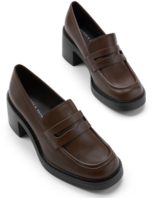 (W) CHARLES & KEITH Kasut Loafer Retro 'Tumit Tebal Sederhana' CK1-60920357 Details for (W) CHARLES & KEITH Kasut Loafer Retro 'Tumit Tebal Sederhana' CK1-60920357