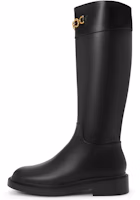 (Women) CHARLES & KEITH Retro Metallic Zipper Riding Boots 'Black' CK1-90580171 (Women) CHARLES & KEITH Retro Metallic Zipper Riding Boots 'Black' CK1-90580171