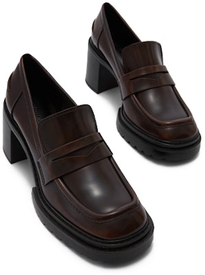 CHARLES&KEITH PU復古方頭粗高跟鞋 6.8cm 女款 深棕色 Shop CHARLES&KEITH PU復古方頭粗高跟鞋 6.8cm 女款 深棕色