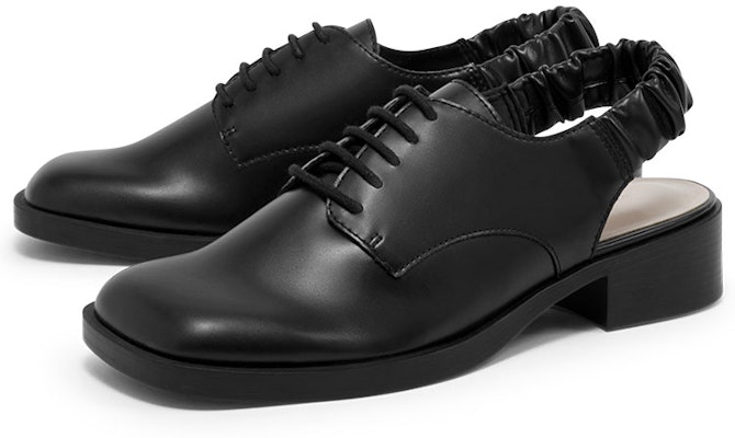 CHARLES&KEITH PU褶皱後綁帶系帶中低跟鞋 3.2cm 女款 黑色 Order CHARLES&KEITH PU褶皱後綁帶系帶中低跟鞋 3.2cm 女款 黑色