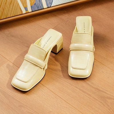 CHARLES&KEITH PU寬束帶飾 方頭穆勒高跟鞋 6cm 女鞋 黃色 Purchase CHARLES&KEITH PU寬束帶飾 方頭穆勒高跟鞋 6cm 女鞋 黃色