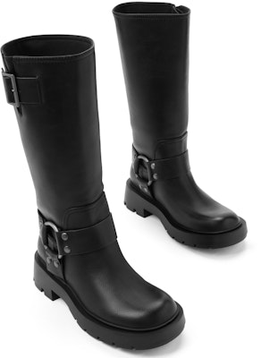查爾斯與凱斯 PU 復古皮帶扣西部騎士 高筒靴 4.1cm 女款 Lookbook 查爾斯與凱斯 PU 復古皮帶扣西部騎士 高筒靴 4.1cm 女款