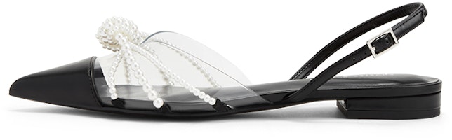 (Women) CHARLES & KEITH Twisted Knot Pearl Embellished Pointed Toe Low Heel Sandals 'Black' CK1-70900380_BLACK (Women) CHARLES & KEITH Twisted Knot Pearl Embellished Pointed Toe Low Heel Sandals 'Black' CK1-70900380_BLACK