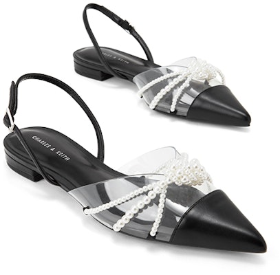 (Women) CHARLES & KEITH Twisted Knot Pearl Embellished Pointed Toe Low Heel Sandals 'Black' CK1-70900380_BLACK Shop (Women) CHARLES & KEITH Twisted Knot Pearl Embellished Pointed Toe Low Heel Sandals 'Black' CK1-70900380_BLACK