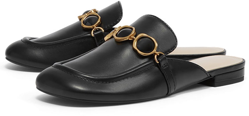 CHARLES&KEITH PU仿皮復古鍊條裝飾低跟穆勒鞋 女款 黑色 Order CHARLES&KEITH PU仿皮復古鍊條裝飾低跟穆勒鞋 女款 黑色