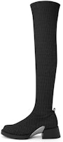 (Women) CHARLES & KEITH Elastic Chunky Heel High Boots 'Dark Grey' CK1-90920131 (Women) CHARLES & KEITH Elastic Chunky Heel High Boots 'Dark Grey' CK1-90920131