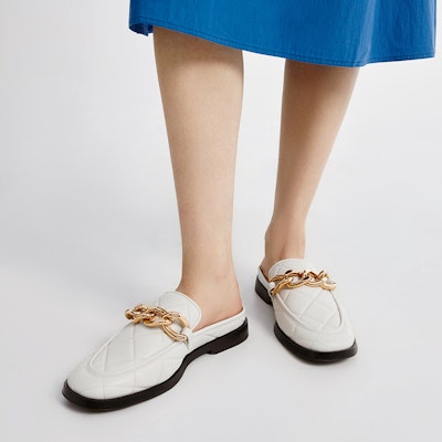 (Women) CHARLES & KEITH Muller 'Powder White Chain Quilted Low Heel' CK1-70380952_CHALK Shop (Women) CHARLES & KEITH Muller 'Powder White Chain Quilted Low Heel' CK1-70380952_CHALK