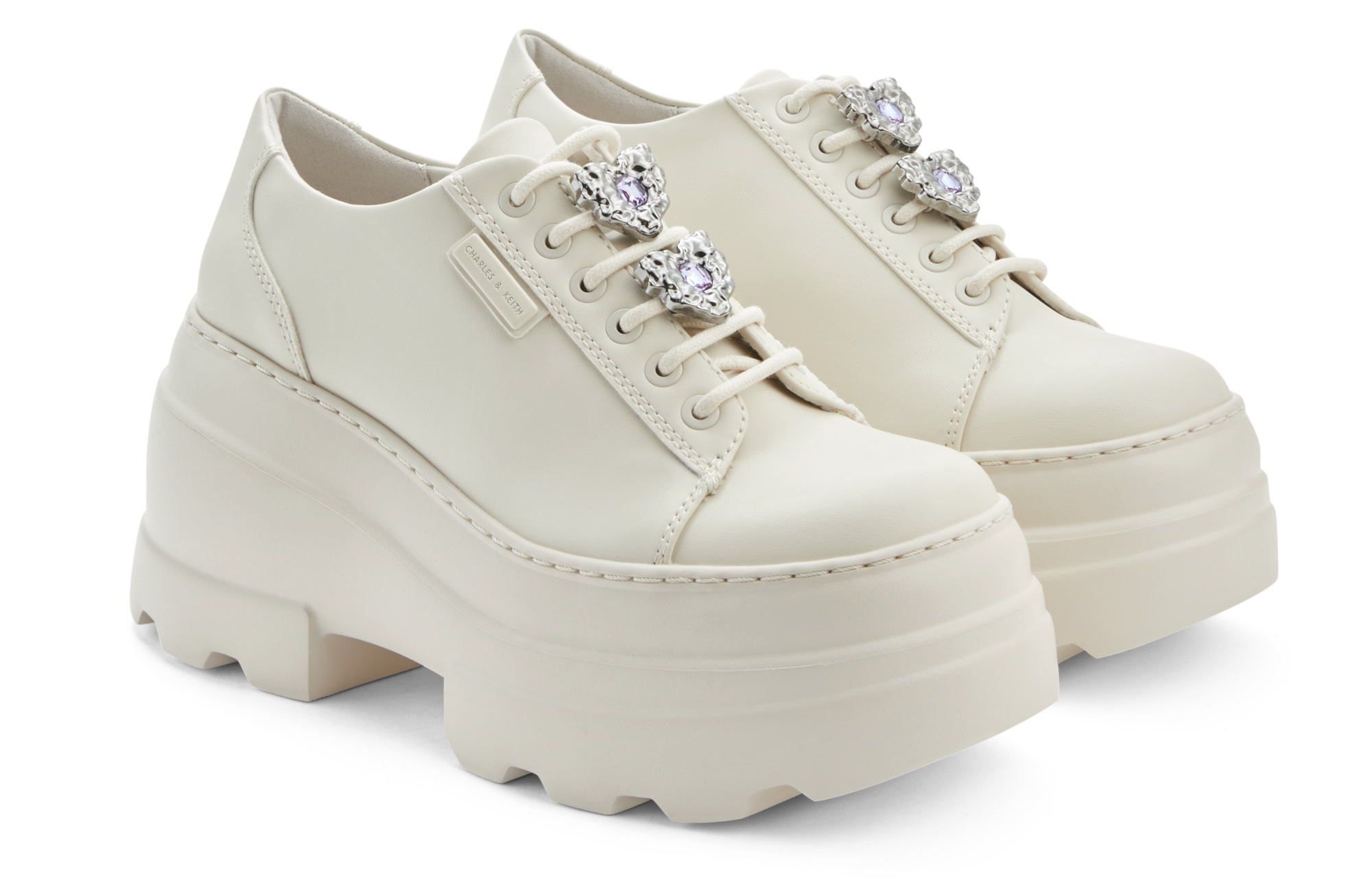 Details for CHARLES&KEITH PU 松糕厚底綁帶 休閒單鞋 女款