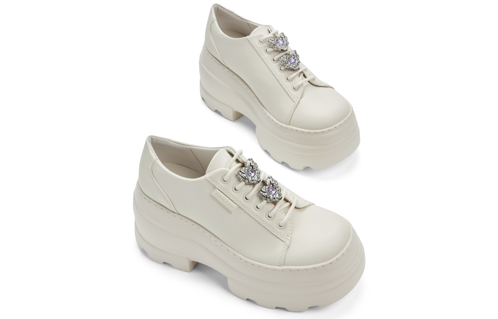 Sizing CHARLES&KEITH PU 松糕厚底綁帶 休閒單鞋 女款