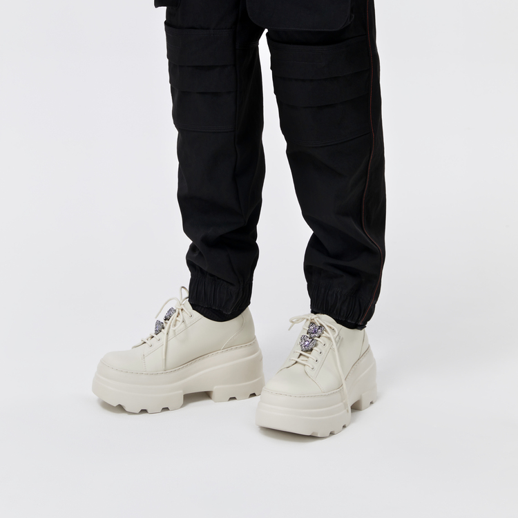 Cheap CHARLES&KEITH PU 松糕厚底綁帶 休閒單鞋 女款