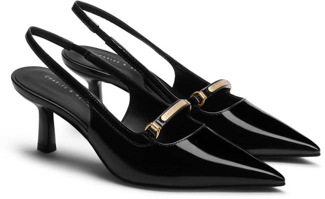 (Women) CHARLES & KEITH Pointed Toe Metallic Trim Stiletto Sandal 'Gold Accent' CK1-60920349 Details for (Women) CHARLES & KEITH Pointed Toe Metallic Trim Stiletto Sandal 'Gold Accent' CK1-60920349