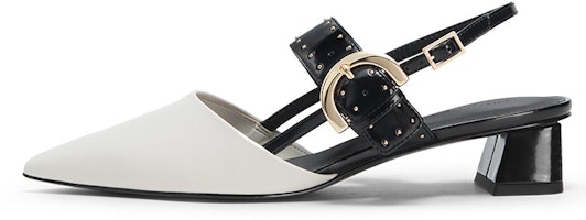 (Women) CHARLES & KEITH PU 'Pink White Buckle Strap Pointed Toe Block Heel' CK1-60580246_CHALK (Women) CHARLES & KEITH PU 'Pink White Buckle Strap Pointed Toe Block Heel' CK1-60580246_CHALK