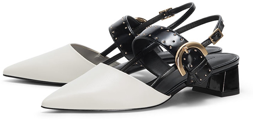 (Women) CHARLES & KEITH PU 'Pink White Buckle Strap Pointed Toe Block Heel' CK1-60580246_CHALK Order (Women) CHARLES & KEITH PU 'Pink White Buckle Strap Pointed Toe Block Heel' CK1-60580246_CHALK
