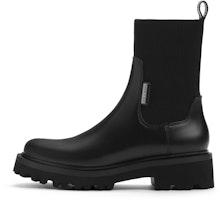 (Women) CHARLES & KEITH PU Chunky Square Toe 'Slim Short Chelsea Boots' CK1-90920133 (Women) CHARLES & KEITH PU Chunky Square Toe 'Slim Short Chelsea Boots' CK1-90920133