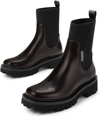 (Women) CHARLES & KEITH PU Chunky Square Toe 'Slim Short Chelsea Boots' CK1-90920133 1
