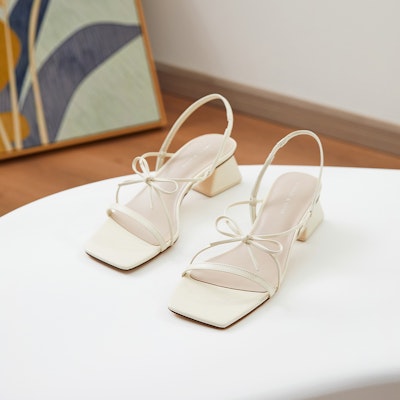 (Women) CHARLES & KEITH PU Open-Toe Sandal with Bow Strap 'Pink White' CK1-61720097_CHALK Details for (Women) CHARLES & KEITH PU Open-Toe Sandal with Bow Strap 'Pink White' CK1-61720097_CHALK