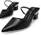 (Women) CHARLES & KEITH PU Pointed Toe Chunky Heel Mules 'Classic Black' CK1-60920329