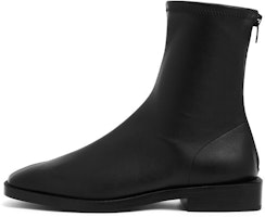 (Women) CHARLES & KEITH PU Retro Square Toe Zipper Low Heel Boots 'Black' CK1-90900090 (Women) CHARLES & KEITH PU Retro Square Toe Zipper Low Heel Boots 'Black' CK1-90900090