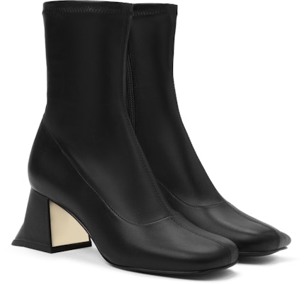 CHARLES & KEITH PU 方頭粗跟拉鍊彈力 修身短靴 女款 Order CHARLES & KEITH PU 方頭粗跟拉鍊彈力 修身短靴 女款