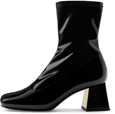 CHARLES & KEITH PU 方頭粗跟拉鍊彈力 修身短靴 女款 1