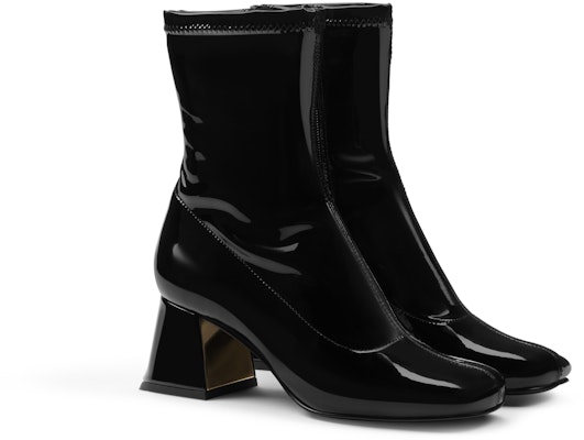 CHARLES & KEITH PU 方頭粗跟拉鍊彈力 修身短靴 女款 2