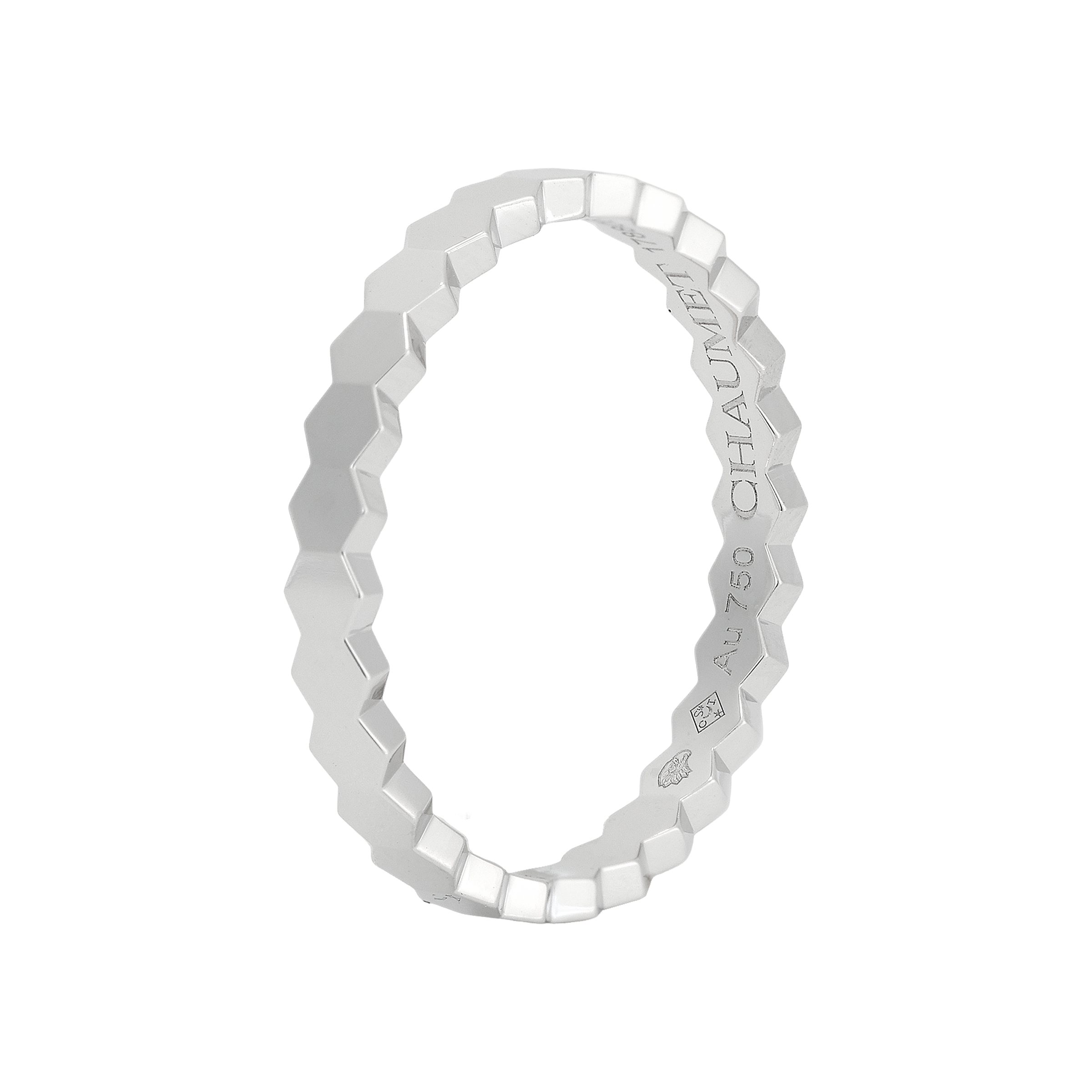(Women) Chaumet Bee My Love 18K White Gold Honeycomb Ring 2.5mm for Women. 081930