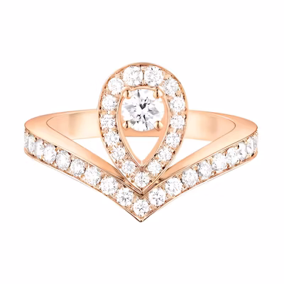 (Women) Chaumet Full Diamond Teardrop Ring in 18K Rose Gold for Women. 083511