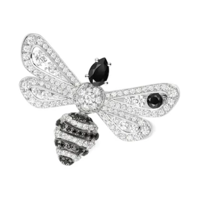 (Women) Chaumet Jardins Stylish Silver/Black Brooch for Women. 084446