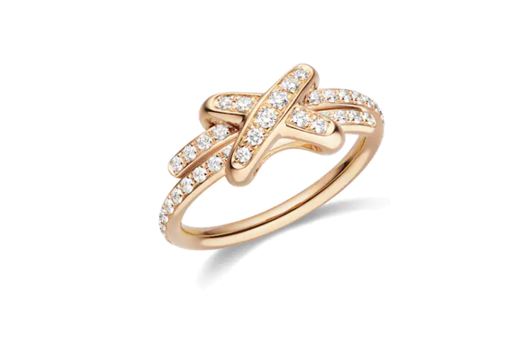 (Women) Chaumet Jeux de Liens 18K Rose Gold Ring for Women. 082179