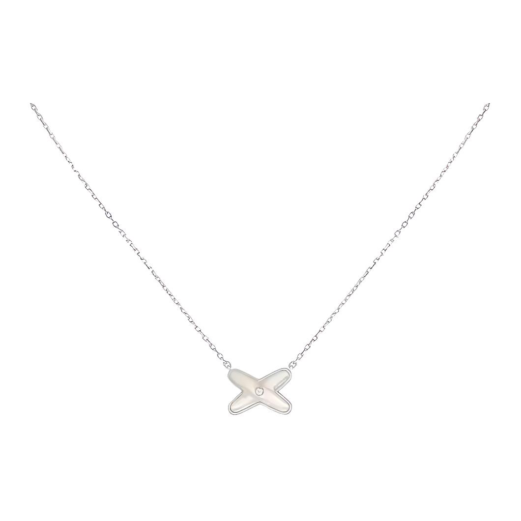 (Women) Chaumet Jeux De Liens 18K White Gold Diamond Pendant Necklace Silver 083161