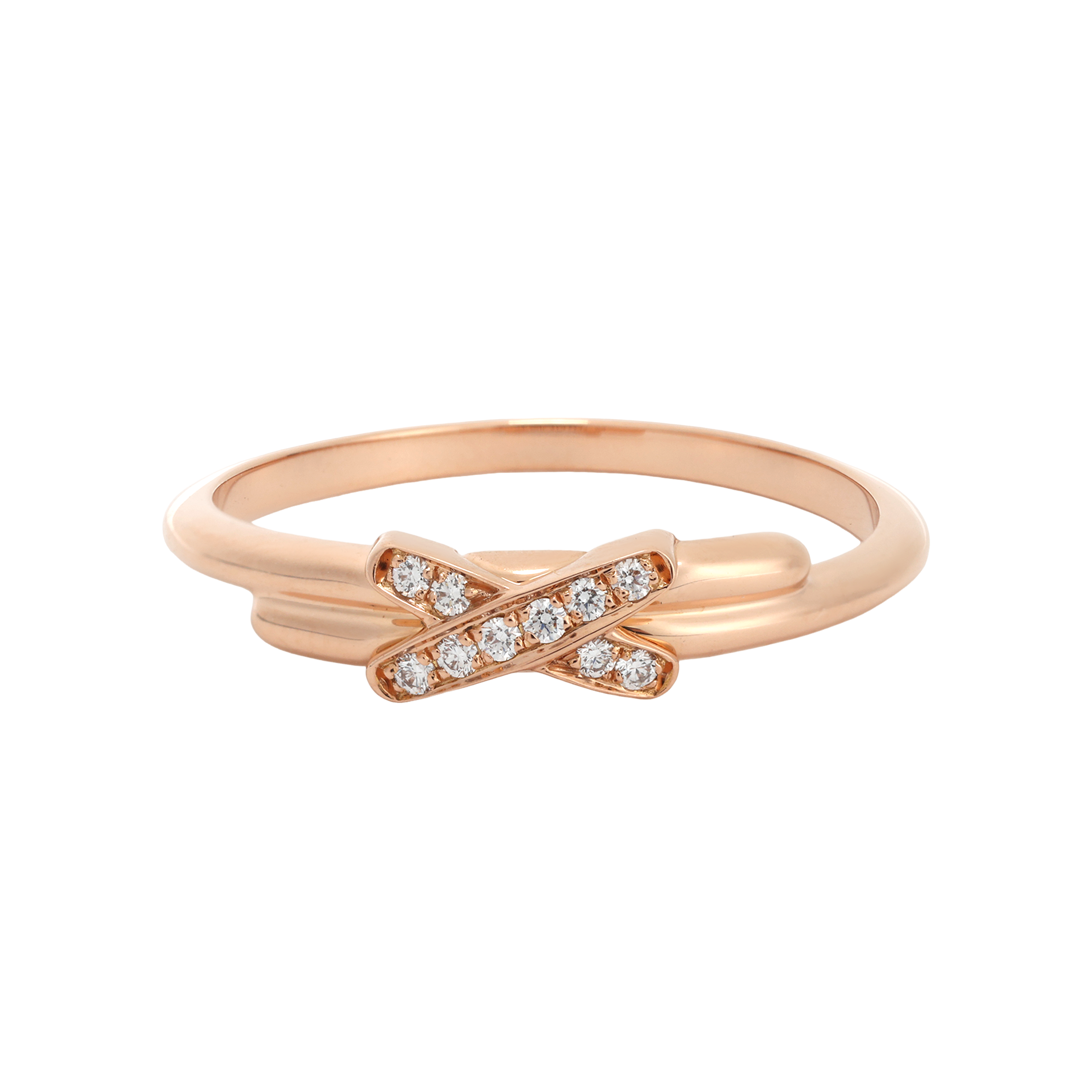 (Women) Chaumet Jeux de Liens Small Rose Gold Diamond Ring for Women. 082218