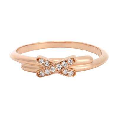 (Women) Chaumet Jeux de Liens Small Rose Gold Diamond Ring for Women. 082218