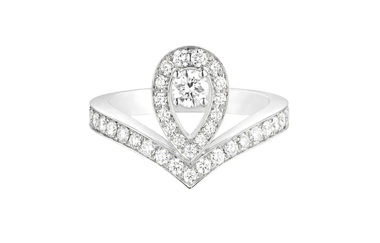 Order (W) Anillo Chaumet Josephine Oro Blanco 18k Diamantes Diseño Lágrima Mujer. 83510