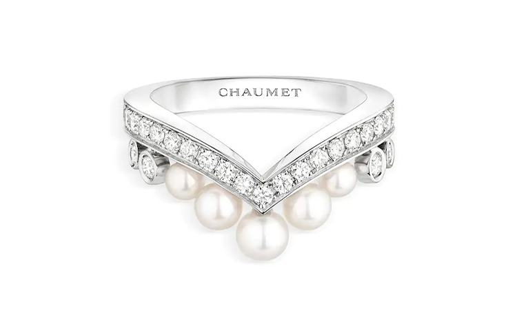 Order (W) Chaumet Josephine 系列白金珍珠鑽石戒指 女士款 0 83292