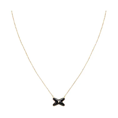 (Women) Chaumet Liens 18K Rose Gold Onyx Diamond Pendant Necklace for Women. 085107
