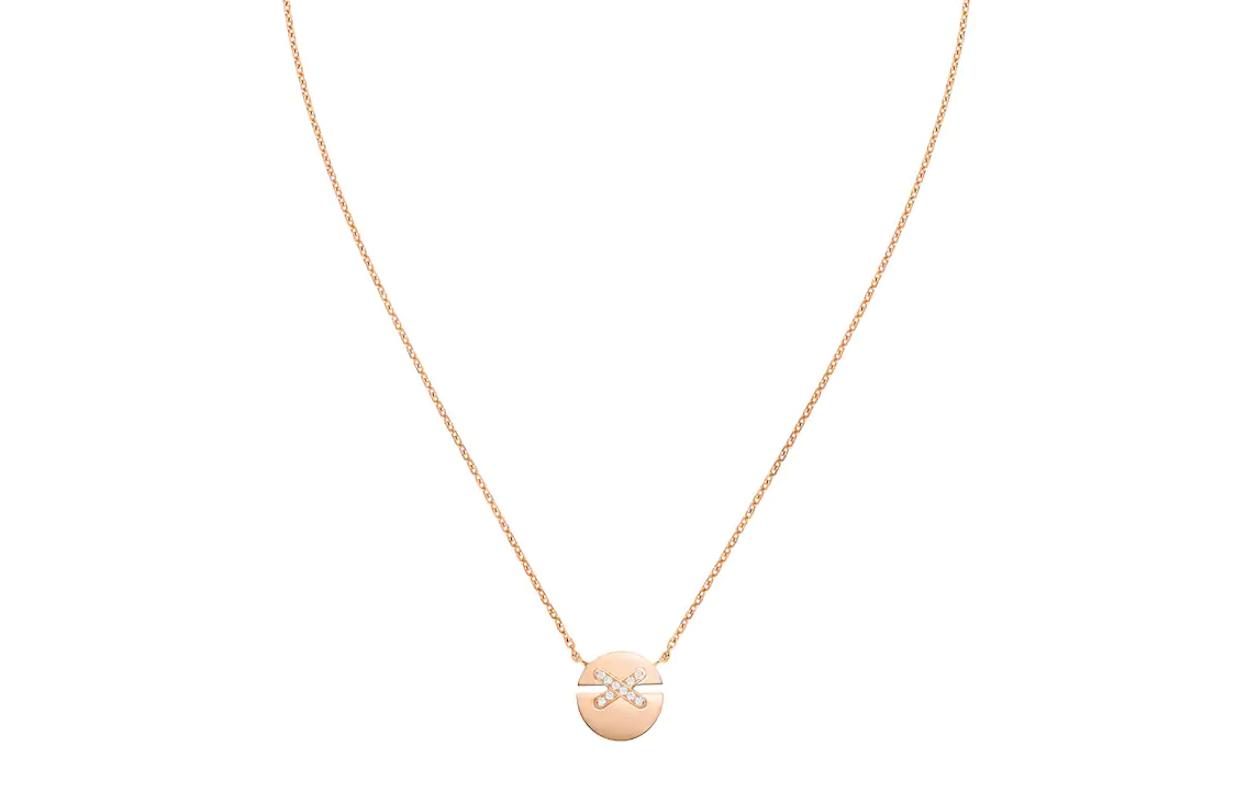 (Women) Chaumet Liens Diamond K Gold Necklace for Women - Round Link Collection. 084218