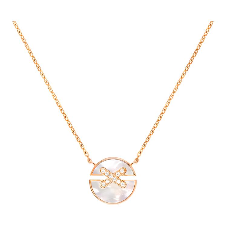 (Women) Chaumet LIENS Mother of Pearl 18K Rose Gold Necklace for Women - Small Size 084220