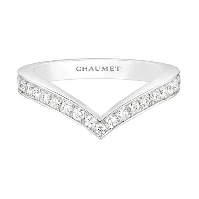 (Women) Chaumet Paris Crowned Love Heron Full Diamond 18K White Gold Ring. 083590