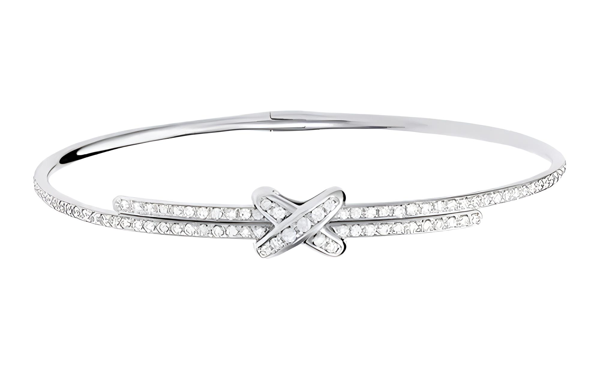 (Women) Chaumet Paris Joy Platinum Full Diamond  18K White Gold Bracelet Silver 081798