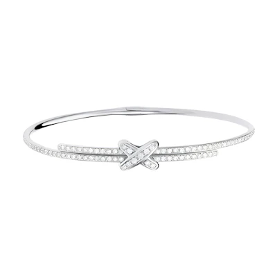 (Women) Chaumet Paris Joy Platinum Full Diamond 18K White Gold Bracelet Silver 081798