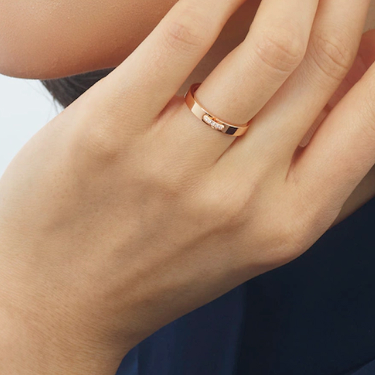 Sizing (W) ショーメ パリ リアン エビデンス 18K ローズゴールド ダイヤモンド リング レディース 82560