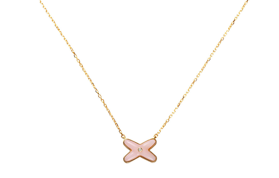 (Women) Chaumet Paris Liens Opal Diamond Pendant Necklace 18K Rose Gold for Women Pink 082996
