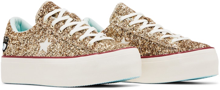 (W) Chiara Ferragni x Converse One Star Platform Ox 'Gold Glacier Blue' Emas Biru Glasiar. 562026C Cheap (W) Chiara Ferragni x Converse One Star Platform Ox 'Gold Glacier Blue' Emas Biru Glasiar. 562026C