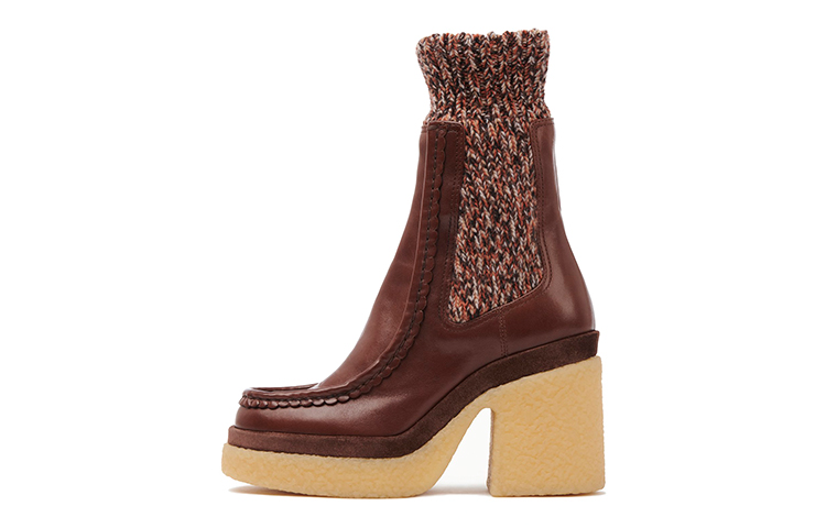 (W) Chloé Ankle Boot 'Brown Leather Patchwork'